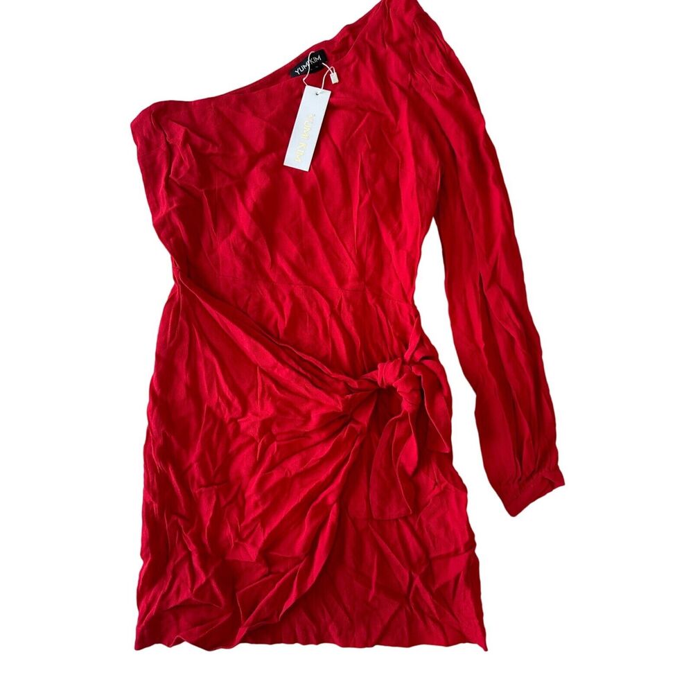 Yumi Kim Studio 54 Mini One Shoulder Draped Red Flirty Dress NWT S